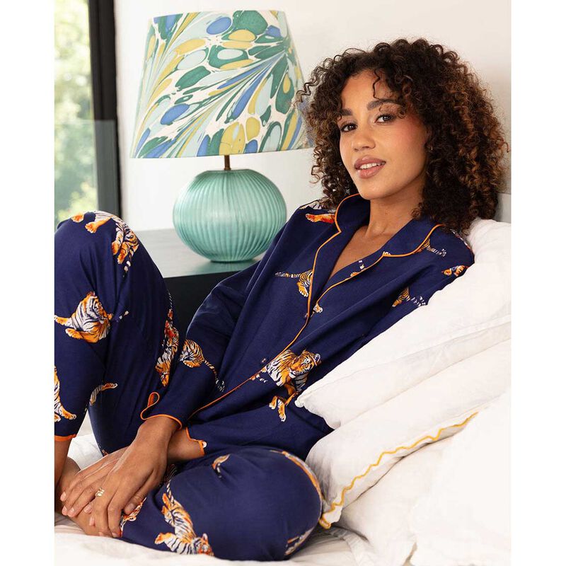 Cyberjammies Indigo Navy Tiger Print Pyjama Bottoms image number 2